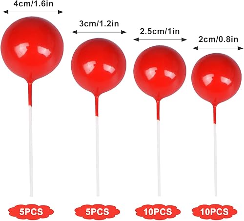 Miniatura 2 de 30 piezas de bolas para decoración de tartas, decoración de tartas de bolas, decoración de cupcakes para fiesta de cumpleaños, baby shower,