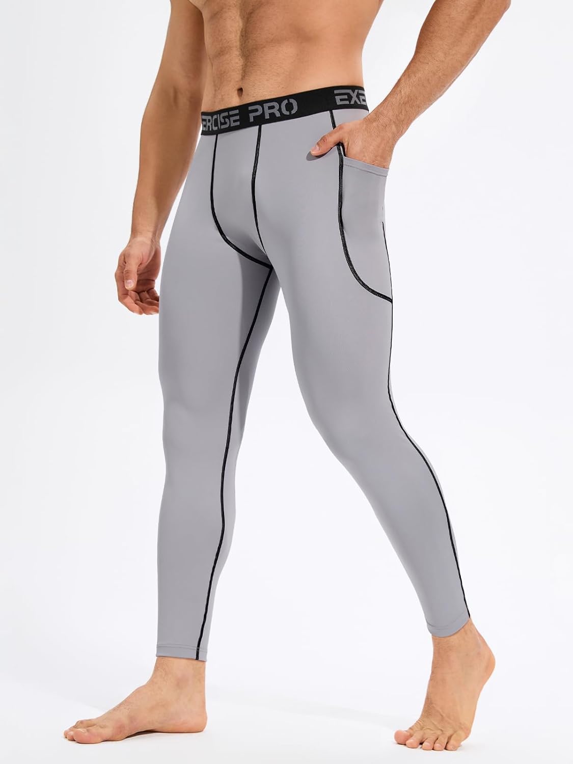 4 Pack Men’s Compression Pants Running Tights Workout Leggings for Men Athletic Base Layer Bottoms with Pockets - Image 2