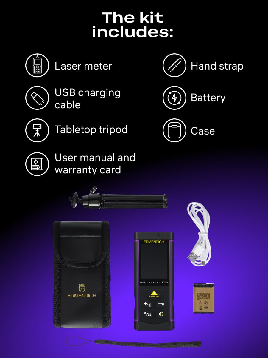 PRO LR100 Professional Distanziometro Laser Digitale con Fotocamera Strumento di Misurazione Portatile Area Volume Angolo Modalità Pitagora Cambio Unità per Uso Interno ed Esterno