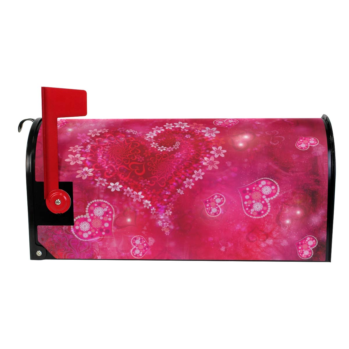 WOOR Happy Valentine's Day with Romantic Heart Magnetic Mailbox Cover Oversized for Garden Yard Outdoor Decorations-25.5