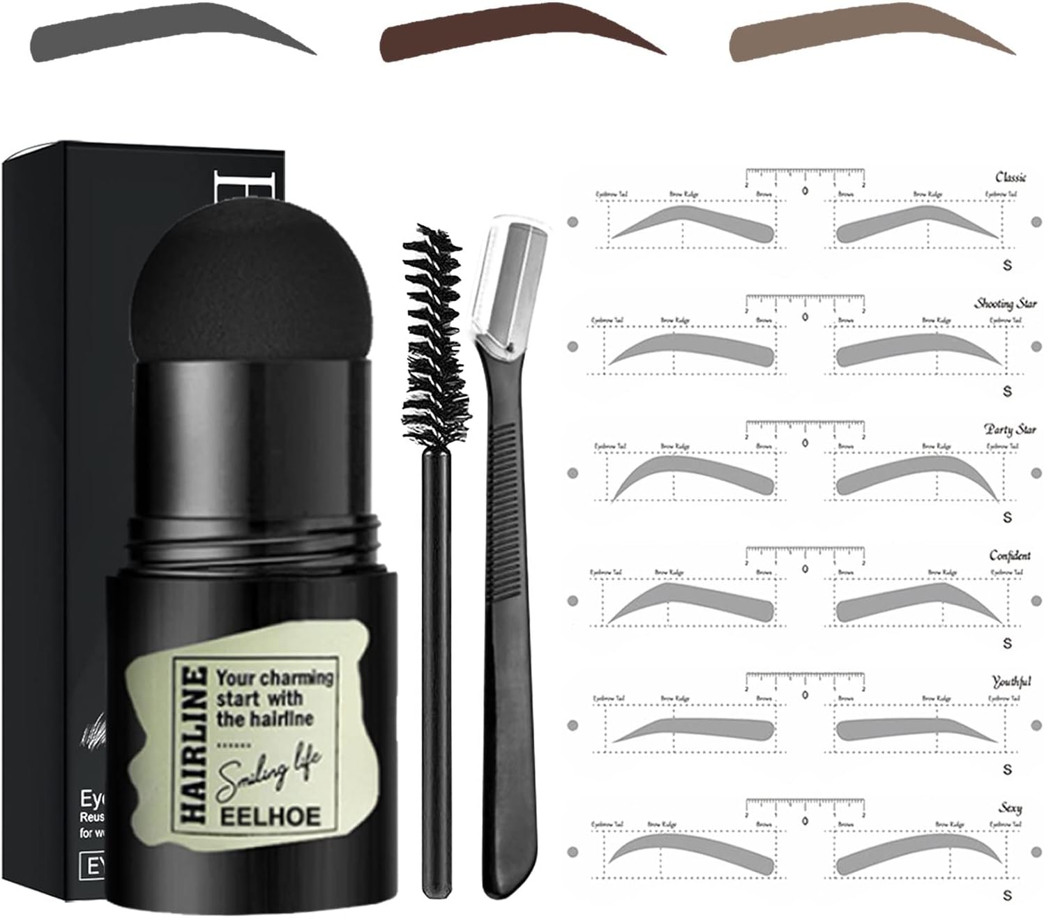 Kit de pochoirs pour tampons à sourcils, tampon à sourcils et kit de mise en forme pour un