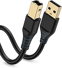 HP Printer Cable 6ft, Square USB A to USB B Cable for Printer/Scanner Epson, HP, Canon, Brother, Ethernet Print Smoothly C...