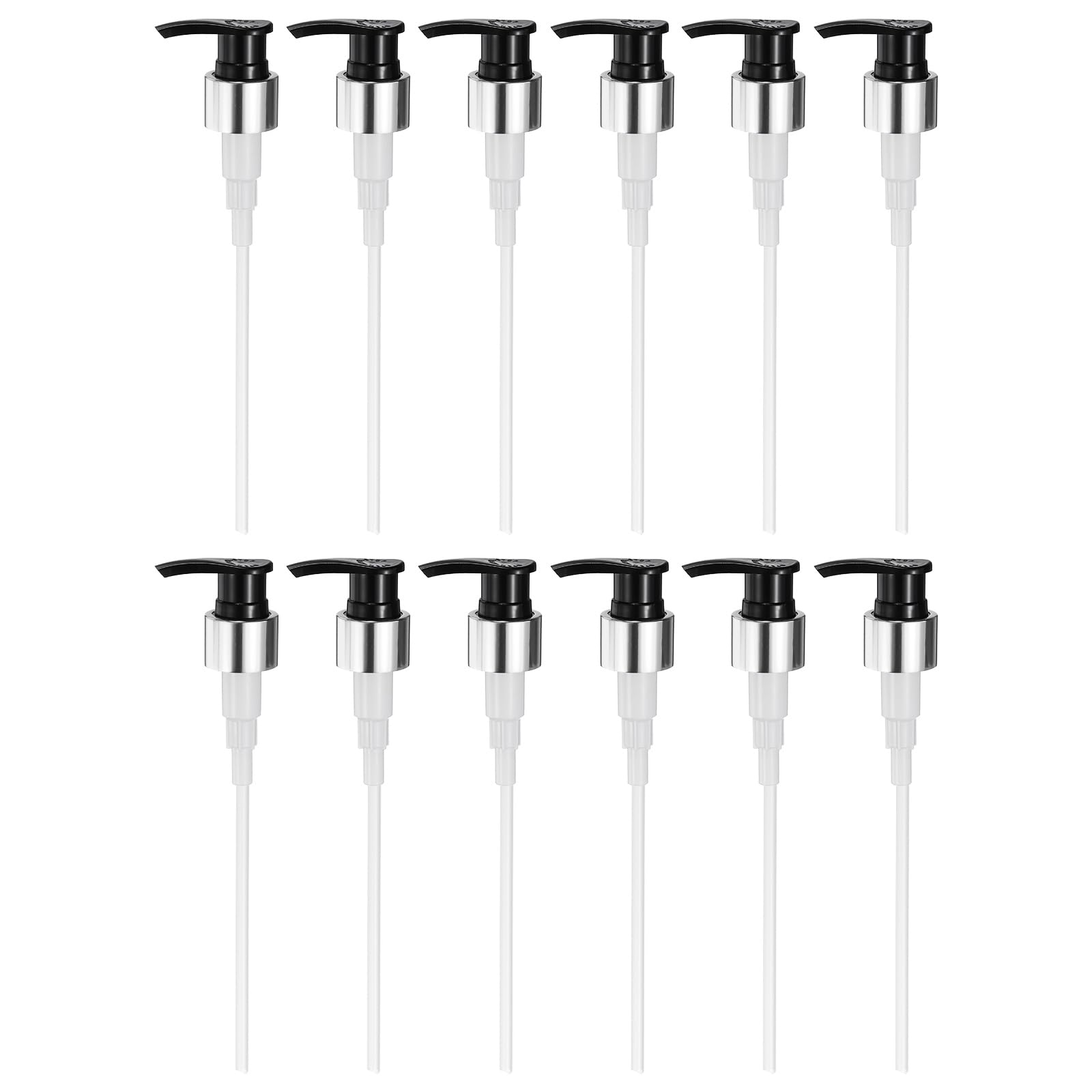 sourcing map 12 Pcs Soap Dispenser Pump Heads, Lotion Hand Soap Dispensers Top Pumps Replacement Switch Pumphead for Standard 24/410 Thread Size Lotion Shampoo Bottle in Kitchen, Silver/Black