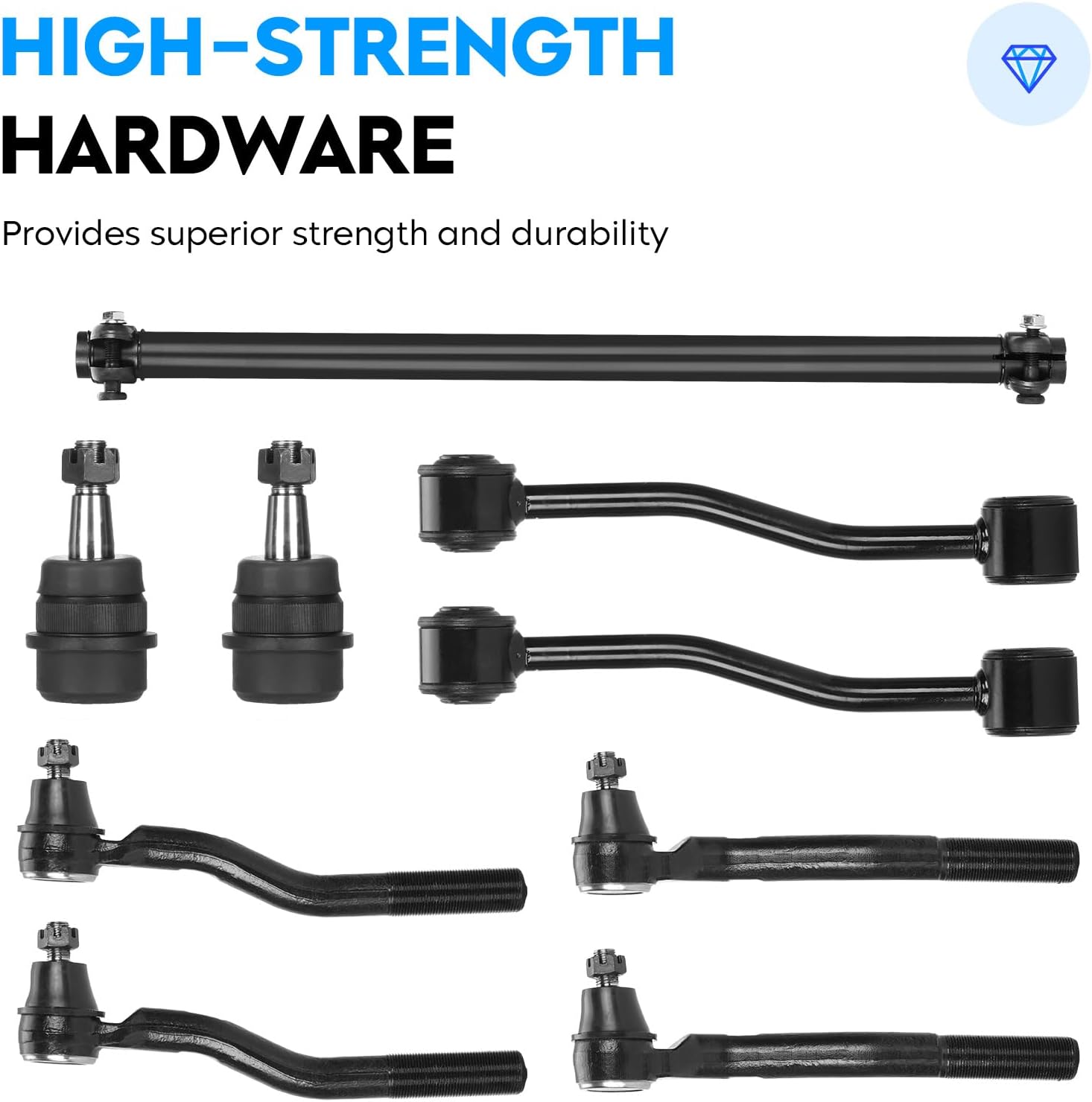 15PCS Front Upper & Lower Control Arms w/Ball Joint for Jeep Grand Cherokee 1999-2004, Sway Bars + Tie Rods Suspension Kit K640797 K640773 K3134 K3185 K3201 ES3472 ES3473 ES3474 ES3475 DS1453S