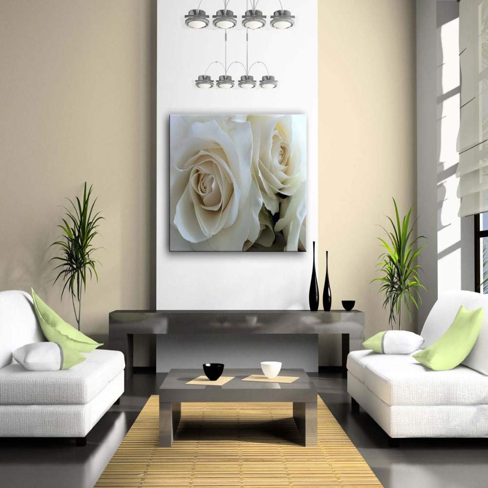 Dipinto su tela Immagine di arte della parete Rosa rosa rossa Fiore foglie Stampa poster Soggiorno Camera da letto Ufficio Modern Home Decor 40x60cmx2 Frameless