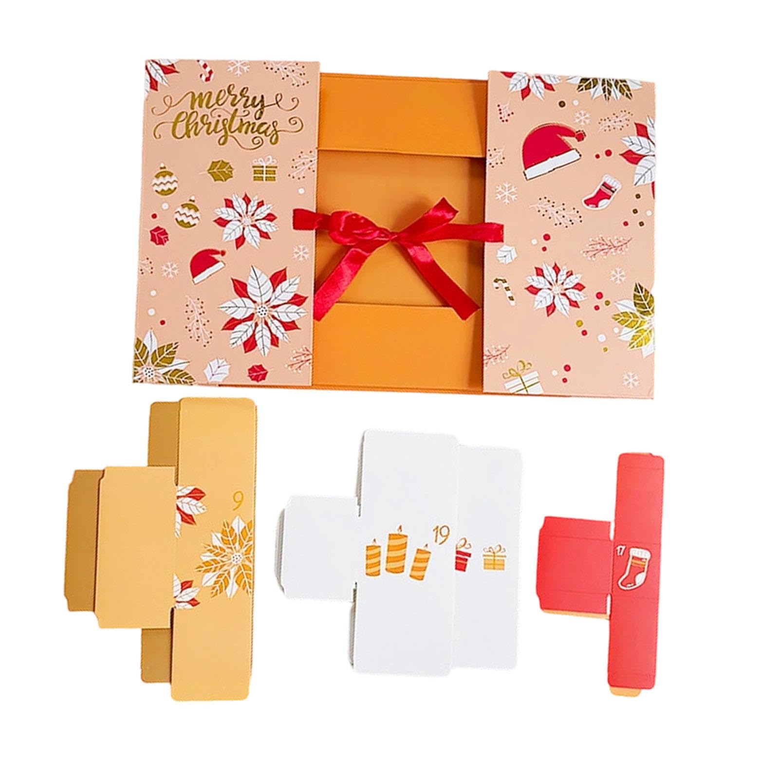 Sharplace Calendario ’avvento Scatole Regalo Vuote per Creare Decorazioni Natalizie Confezioni in Carta Robusta 24 Giorni da Riempire per Bambini Adulti, Giallo dorato
