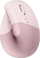 Mouse Sem Fio Logitech Lift Vertical com Design Ergonômico para Redução de Tensão Muscular, Cliques Silenciosos, Conexão Bluetooth ou USB Logi Bolt, Compatível com Windows/macOS/iPadOS - Rosa