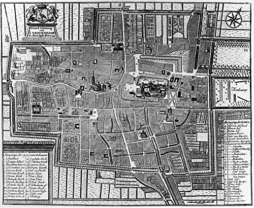The Hague Map 1745 Nengraved Map Of The Hague The Netherlands 1745 The City Is Surrounded By Canals And Has Canals Running Through It Poster Print by (18 x 24)