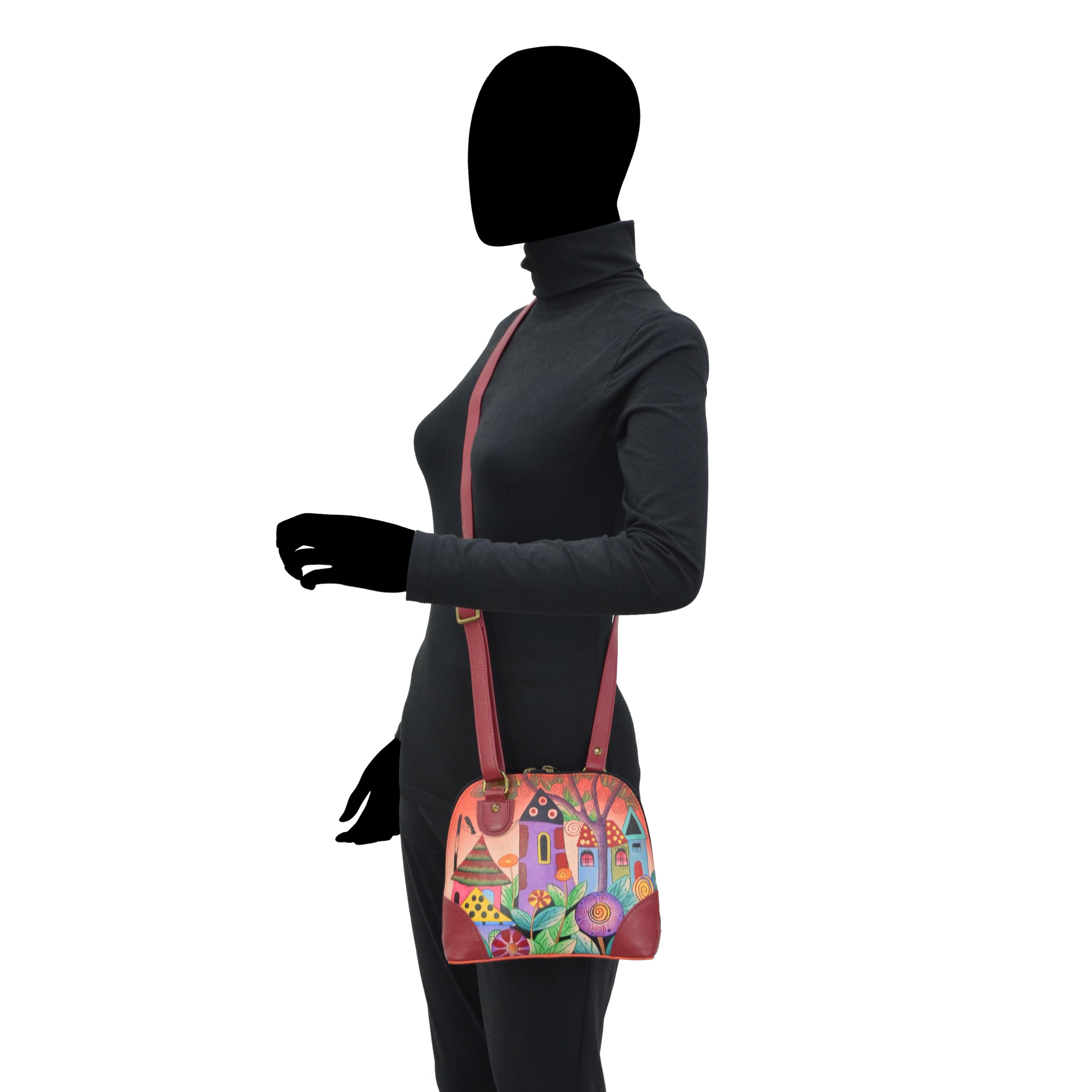 Anna by Anuschka Kleine Damen-Handtasche aus echtem Leder mit Reißverschluss | Organizer mit mehreren Fächern