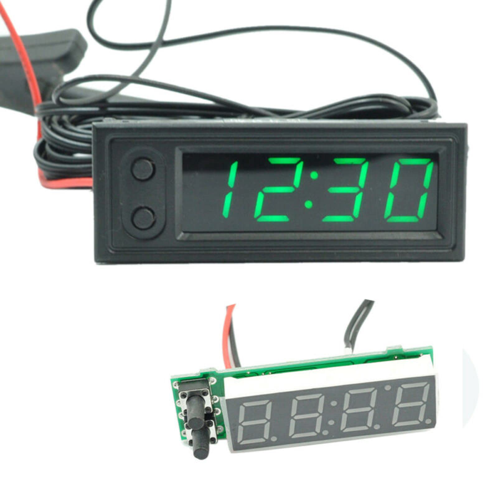 Affichage 3 En 1 Pour Voiture – Thermomètre, Voltmètre, Horloge LED, 5-27V, Couleur Au Choix