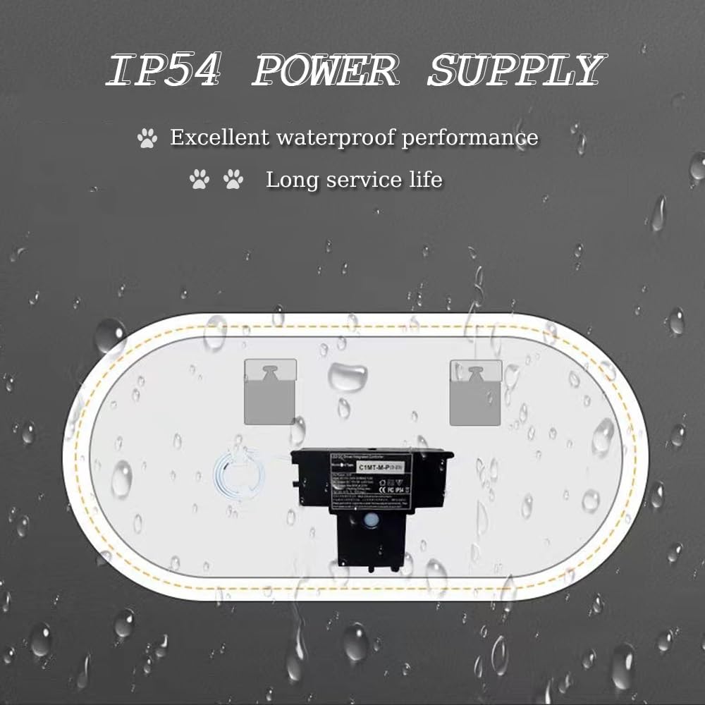 Podświetlane lustro łazienkowe LED 3-stopniowa regulacja temperatury barwowej przeciwmgielne owalne lustro ścienne IP54 wodoodporne wysokie CRI > 90 50 x 80 cm styl retro