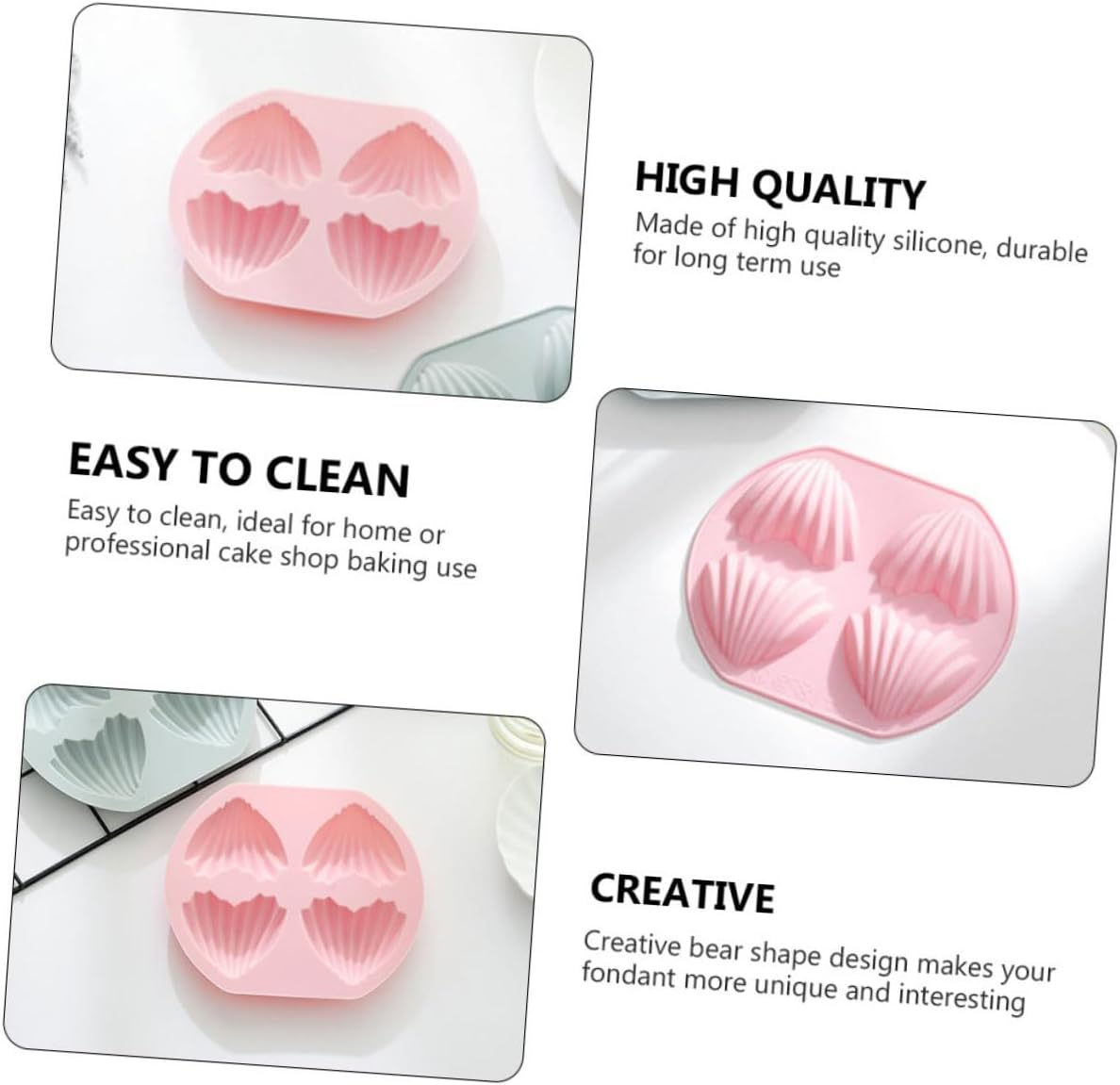 4Pcs Heart Shape Silicone Baking Molds Cavity Madeleine Cake Moulds for Cakes Desserts Cookies and More Non Stick present for Baking Enthusiasts
