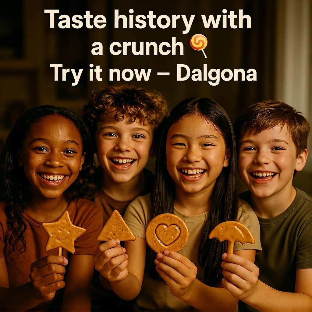 Korean Dalgona Candy 10-Pack Box Set – Handmade Honeycomb Hard Candy Snack | Traditional Korean Sweet Treat Pack, 10 Pieces, Authentic Sugar Candy