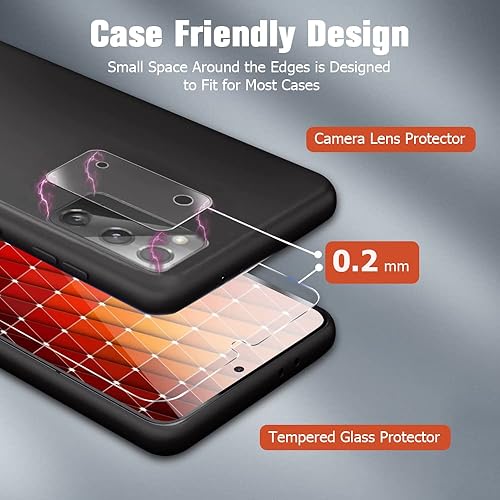 Miniatura 5 de Paquete de 2+2 Protector de pantalla para Galaxy Note 20, protector de cámara, vidrio templado 9H, resistente a los arañazos, soporte ultrasónico de