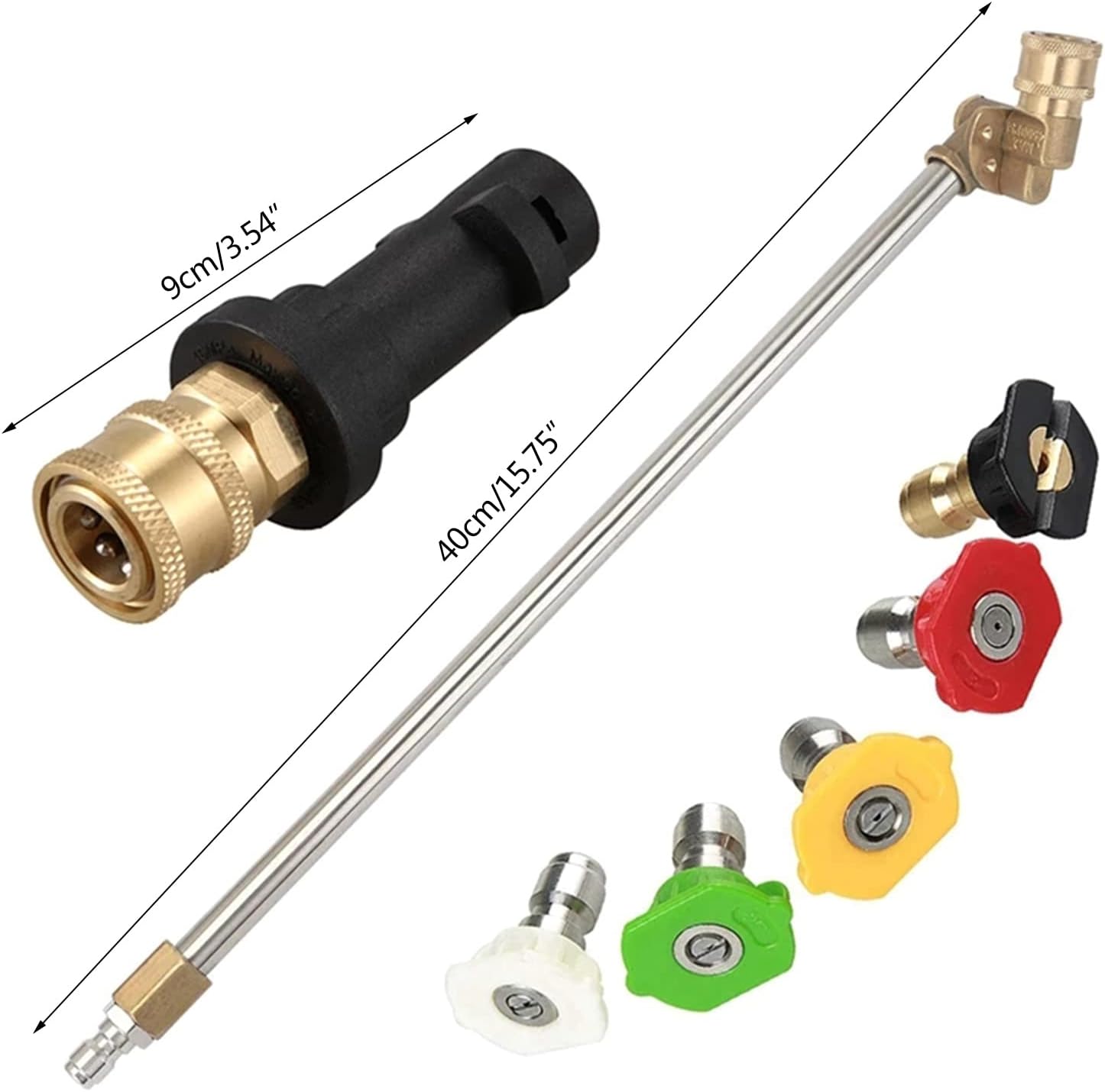 Pressure Washer Extension Wand Stainless Steel Spray Rod with 5 Nozzles Coupler Extension Rod Replacement High Pressure Adapter