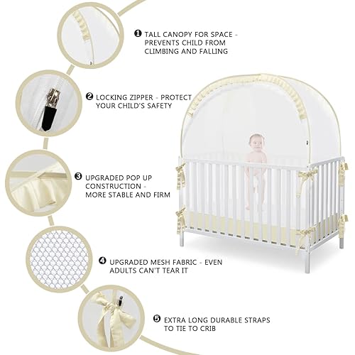 Miniatura 4 de Funda para cuna para evitar que el bebé salga, tienda de campaña para cuna con marco resistente, malla suave y red transpirable para cuna, tienda de