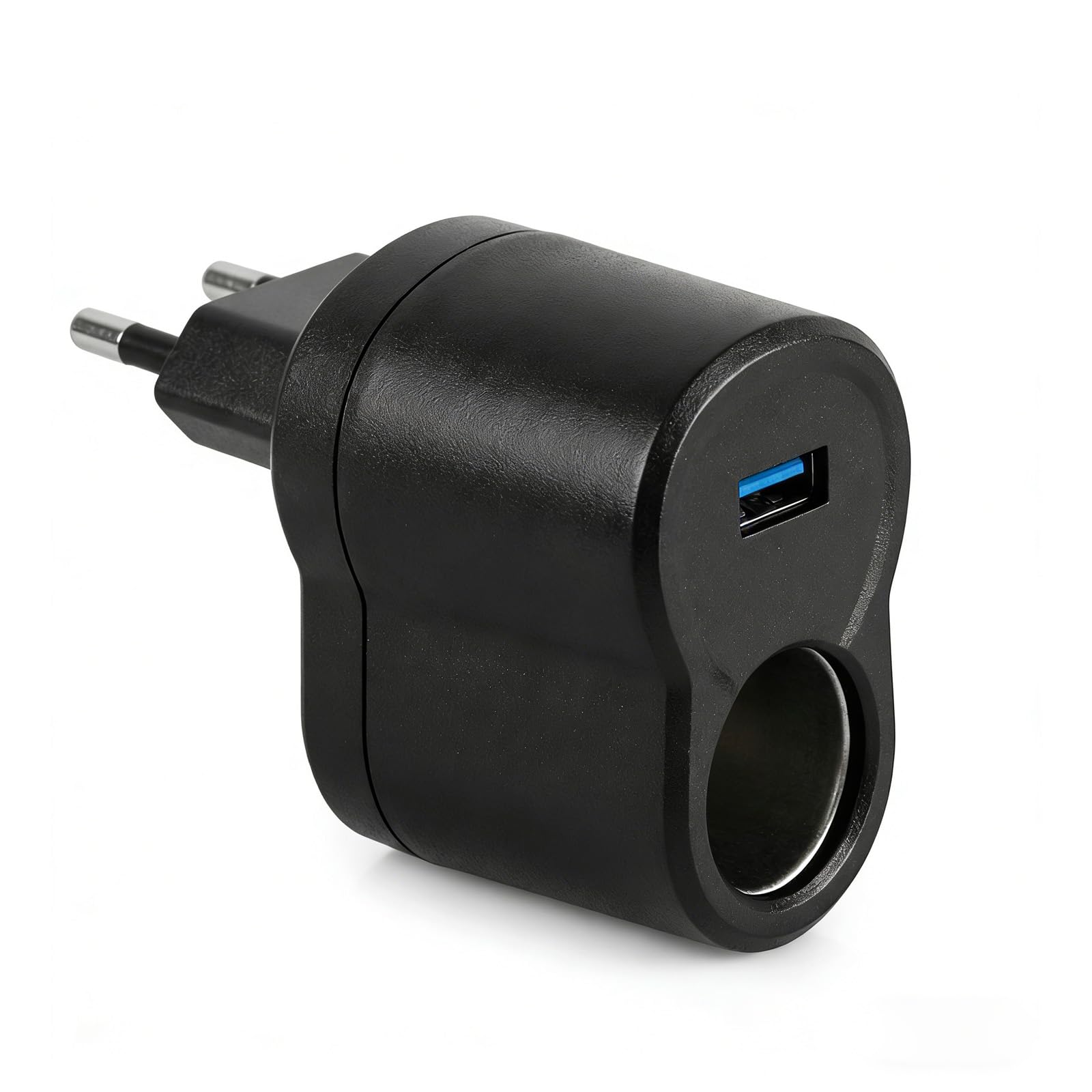 Transformador 220V a 12V para Coche, Adaptador Mechero Coche a Enchufe con USB, Convertidor de Corriente CA a CC 12V, Fuente de Alimentación para GPS, Dashcam y Dispositivos de Bajo Consumo