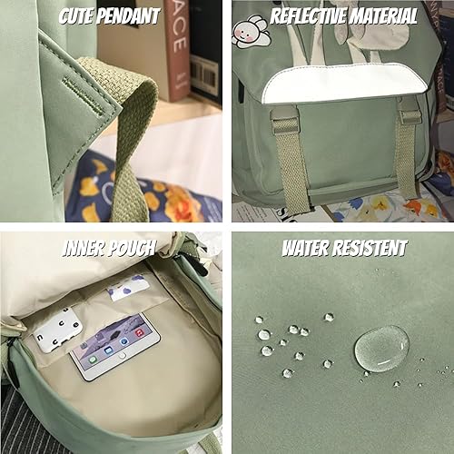 Miniatura 5 de Mochila Kawaii con bonitos accesorios estéticos para portátil de 15.6 pulgadas, Rosado, Mochila para laptop