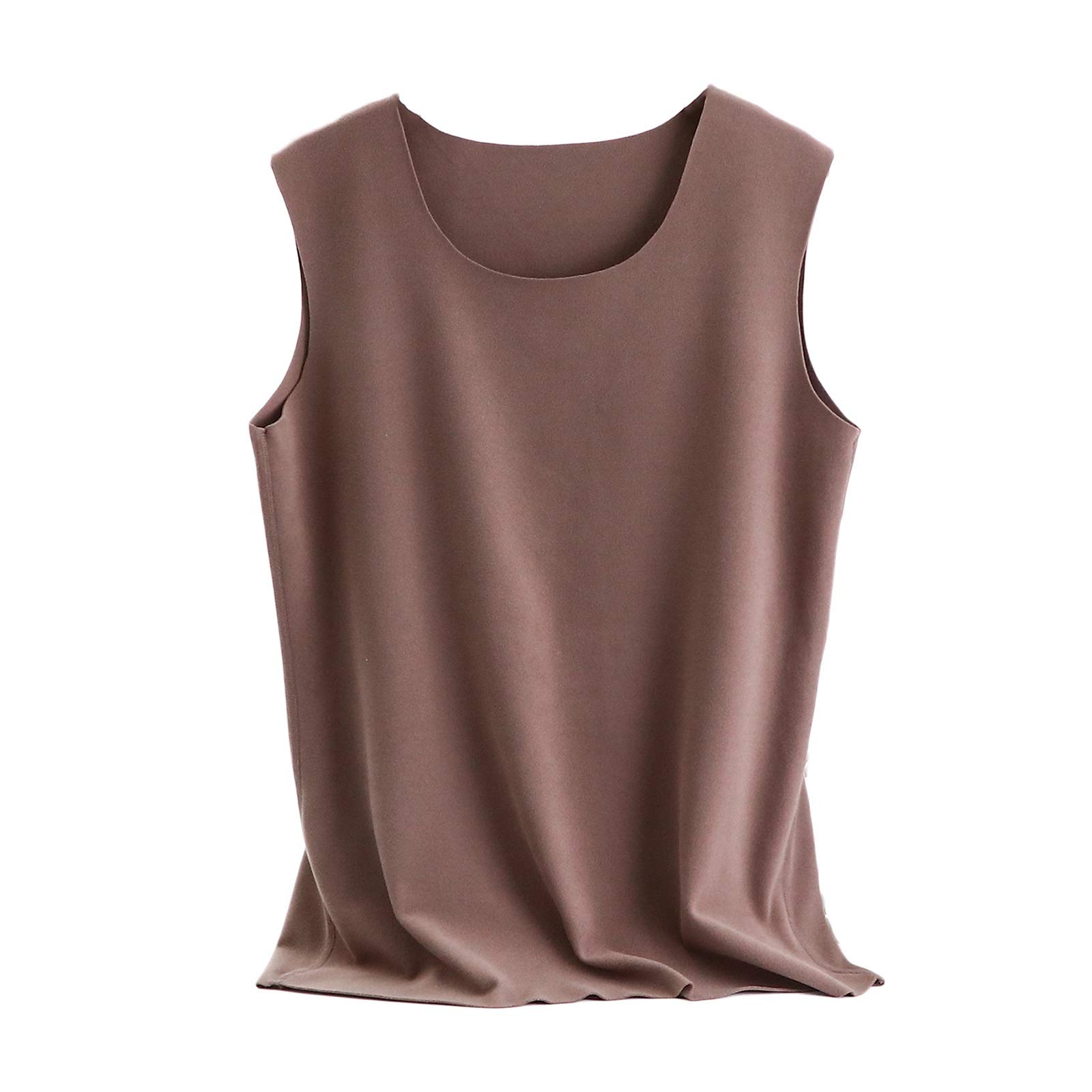 XUELIN-8 Thermal Underwear Men's Sleeveless Vest Keep Warm Bottoming Tops  Autumn Winter (Color Coffee, Size 3XL) (Coffee 5XL)
