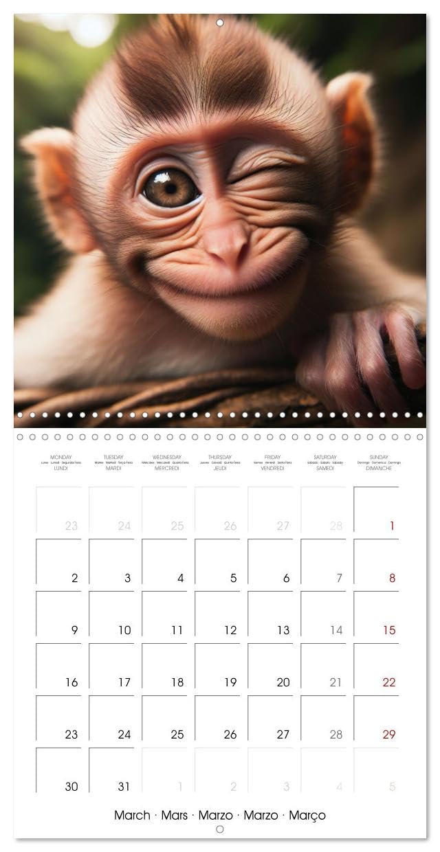 Joie animale - Une année de sourires et d'énergie positive (Calendrier mural carré 2026 30x30 cm) Calendrier double avec une page pour vos prises de ... vivre et de l'énergie positive de ces animaux