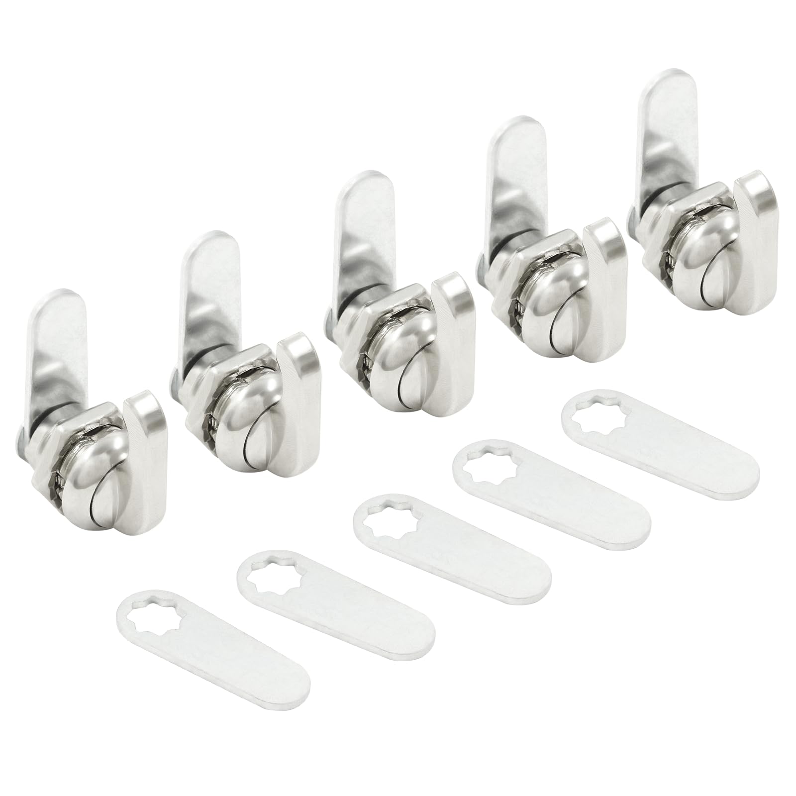 Unlorspy5 Pcs 5/8 Inch Thumb Operated Cam Lock Chrome-Finish Zinc Alloy Thumb Operated Offset Cam Lock Latch Keyless Twist for RV Storage, Camper, Boat, Files Drawers