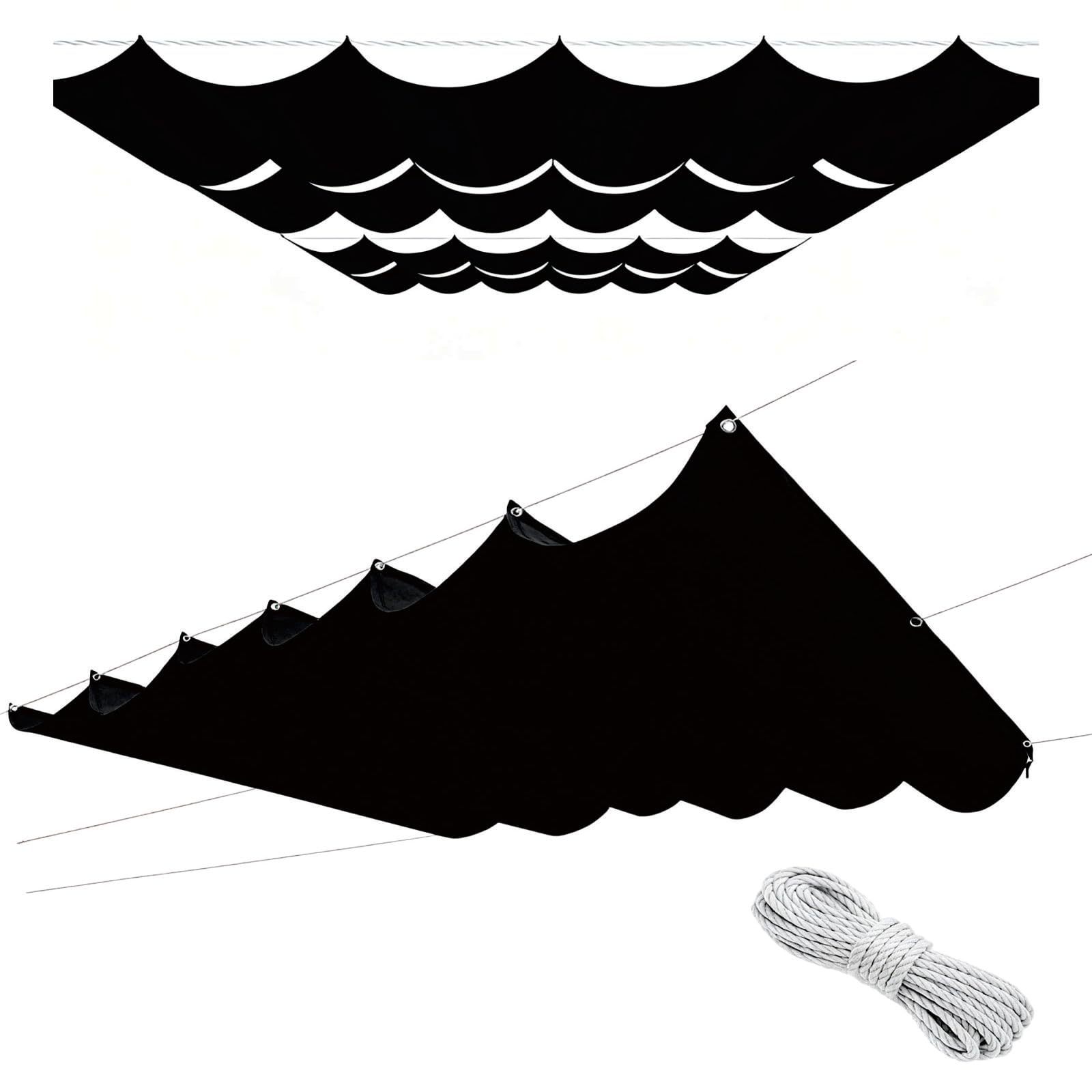 Toile PES résistant auvent ondulé haut de gamme noir 285x805