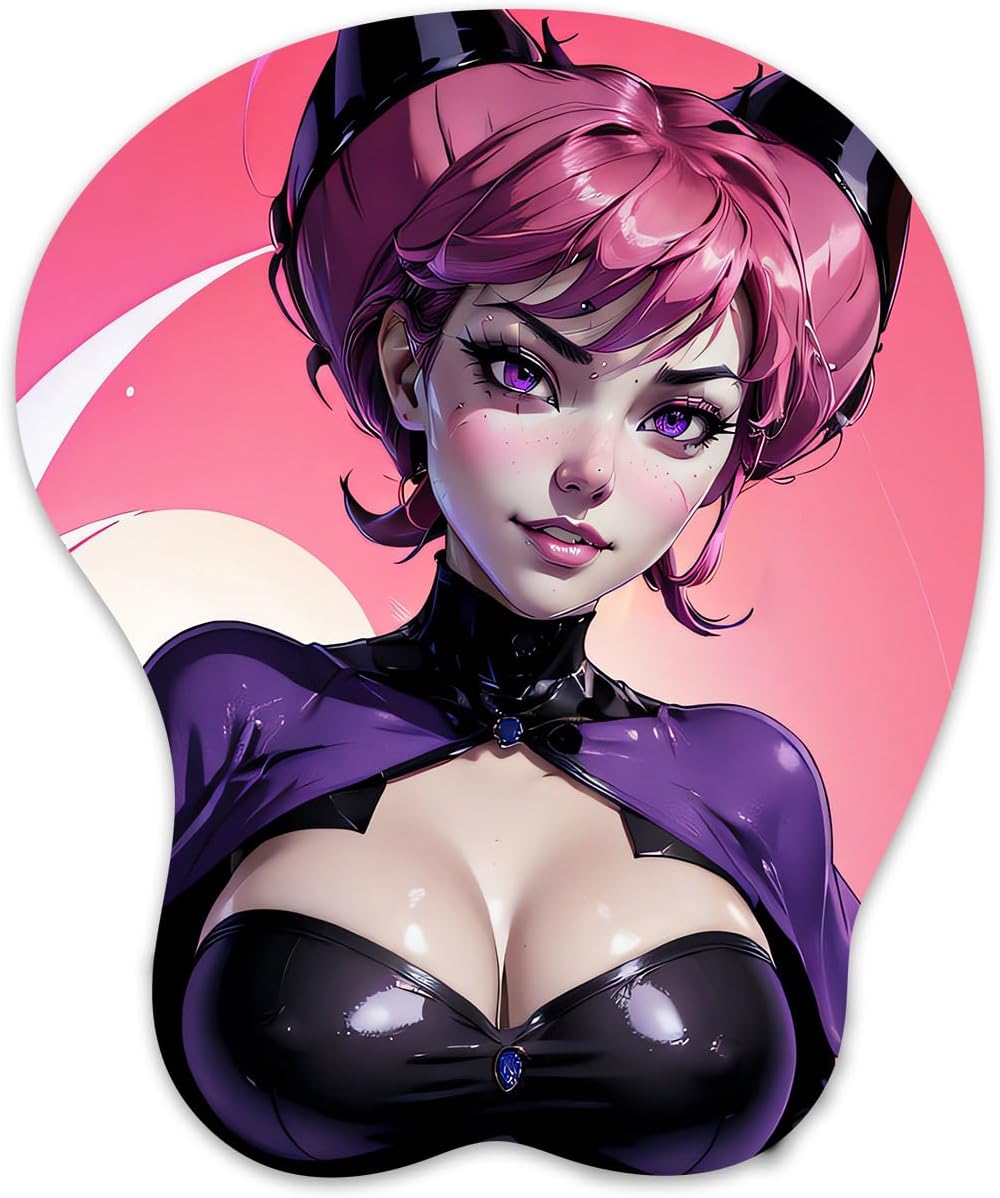 3D Mouse Pad Oppai Mousepad with Soft Gel Wrist Rest Anime Manga Gaming Boob pad Anti-Slip Mouse Mat （Jinxx）