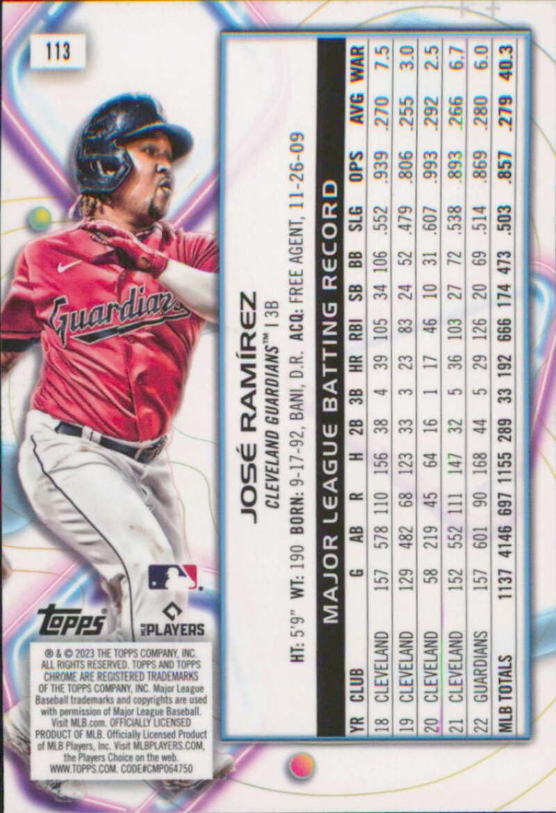 Amazon.com: 2023 Topps Cosmic Chrome #113 Jose Ramirez Cleveland