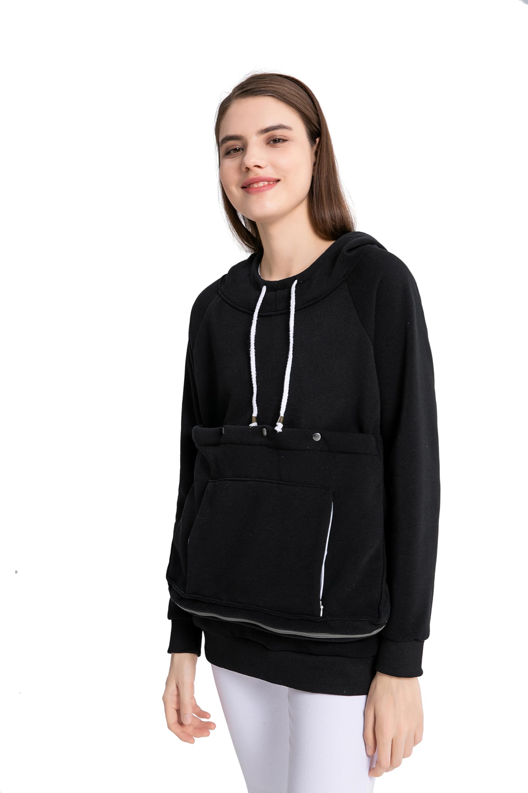 Kei Tomlison Pet Cat Dog Pouch Hoodie Small Animal Carrier – Kitten Puppy Pouch Sweatshirt Holder Fleece Unisex Hoodies Black