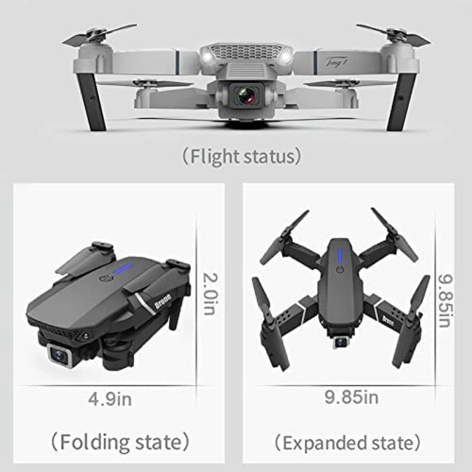 Dron 4K E88 Pro z kamerą 4K HD dla dorosłych i dzieci, zdalnie sterowany quadkopter FPV na żywo dla początkujących, składany zdalnie sterowany quadcopter helikopter, zabawki dla dzieci, 2 ba