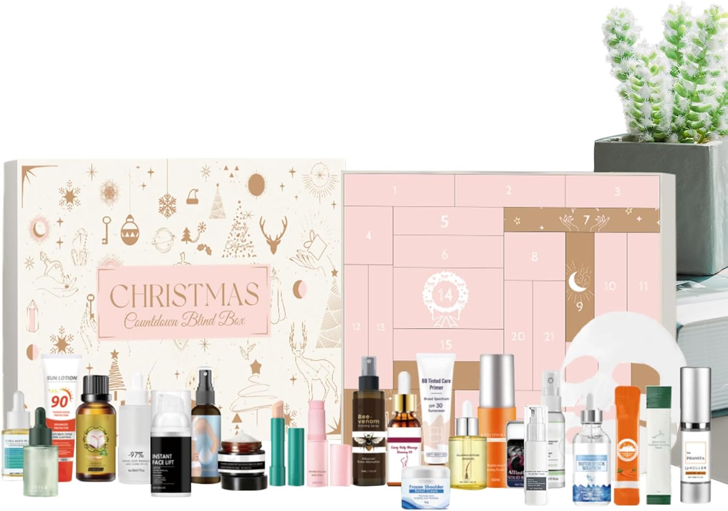 Beauty Advent Christmas Calendar | 24 Days Christmas Face Moisturizing Products Countdown Calendar,Face Pamper Kit for Beauty Product Explorers Daily Skincare Pampering Ritual Women