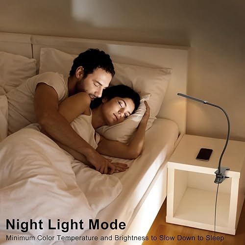 Miniatura 5 de Lámpara de escritorio con control remoto, 3 colores, 5 brillos y 77 LED regulables, lámpara de lectura flexible de cuello de cisne de 15.7 pulgadas,