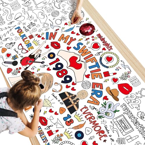 WPROICHD Giant Coloring Poster/Tablecloth - Birthday Decorations - 30 x 72 Inches Jumbo Coloring Banner Kids Crafts Gifts Activities Decor Party Favors | Merch for Girls