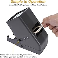 Vista 4 de Visor de diapositivas de 35 mm, visor de negativos de película y diapositivas con aumento de 3X y visualización iluminada con luz LED, alimentado