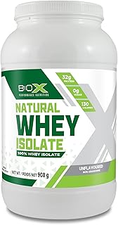 BioX Natural Whey Isolate | Whey Isolate Protein Powder | No Artificial Flavours Or Sweeteners | 32 Grams of Protein Per Scoop | 2LBS / 908G (Unflavoured)