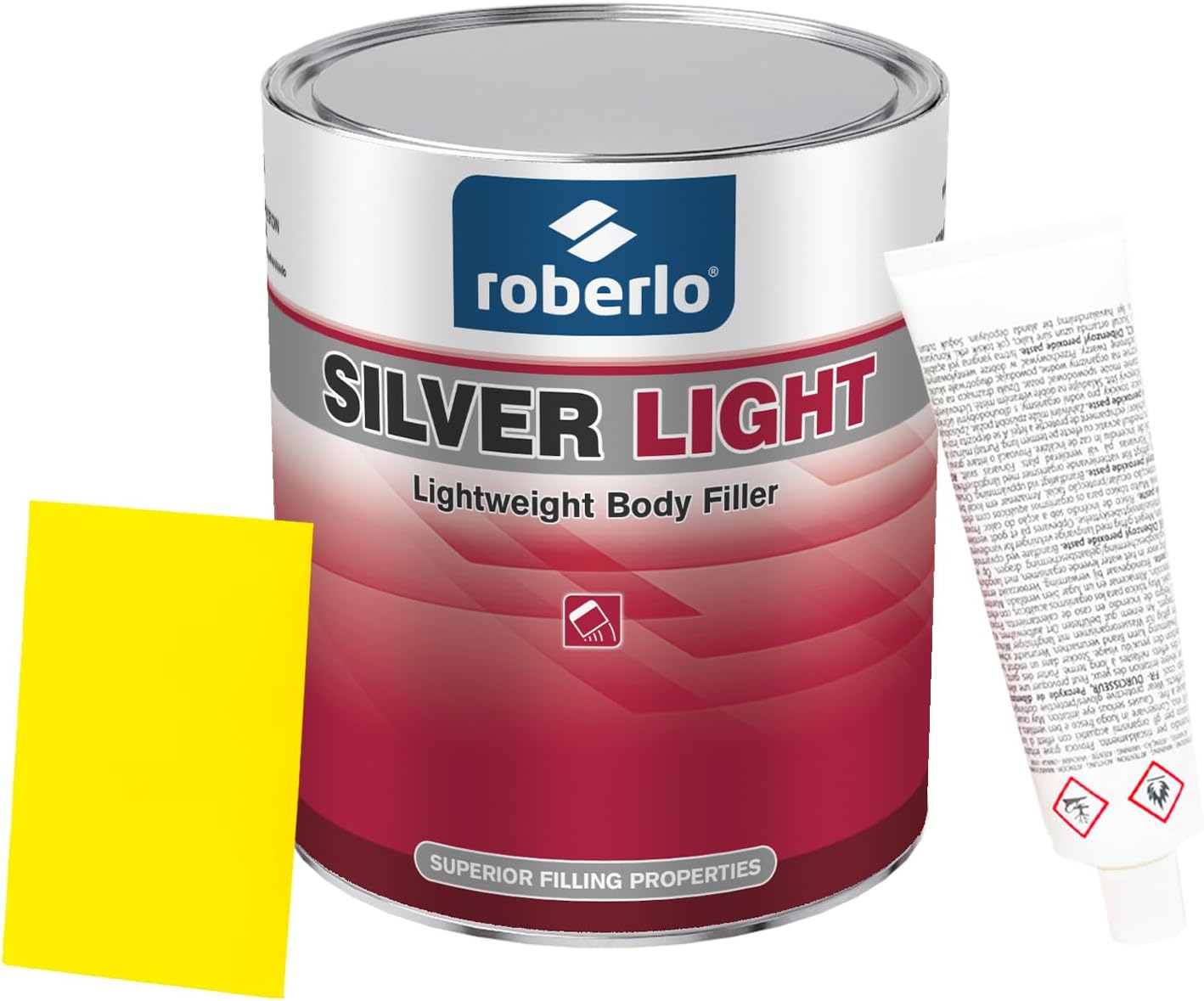 ROBERLO Silver Light Body Filler: Easy Sanding, Superior Metal Adhesion, Tack-Free for Heavy Fill Jobs