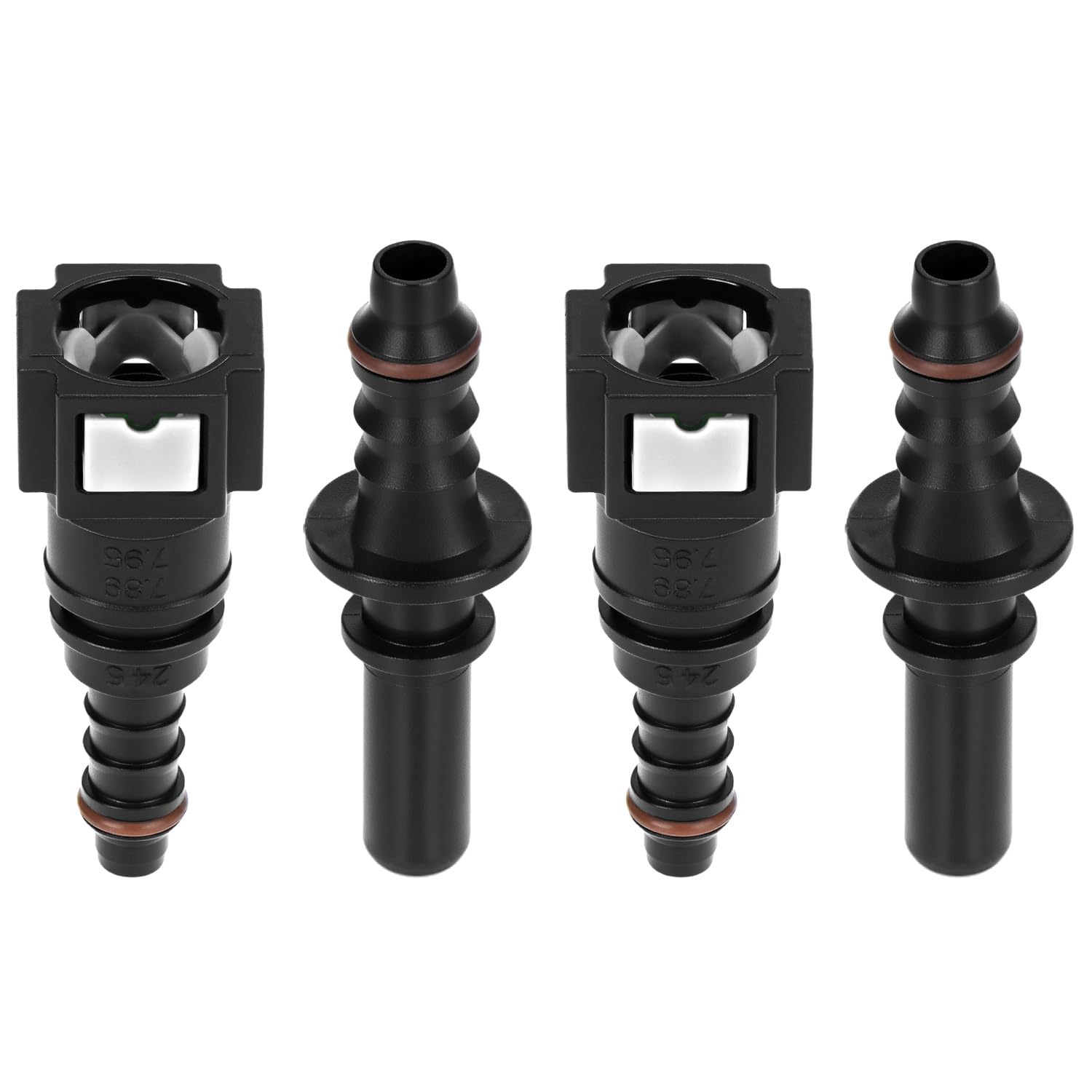QWORK® 2 Pcs 7.89mm to 8mm Straight Fuel Line Connector, Quick Release Connector Nylon, with Easy Clip & Lock Mechanism