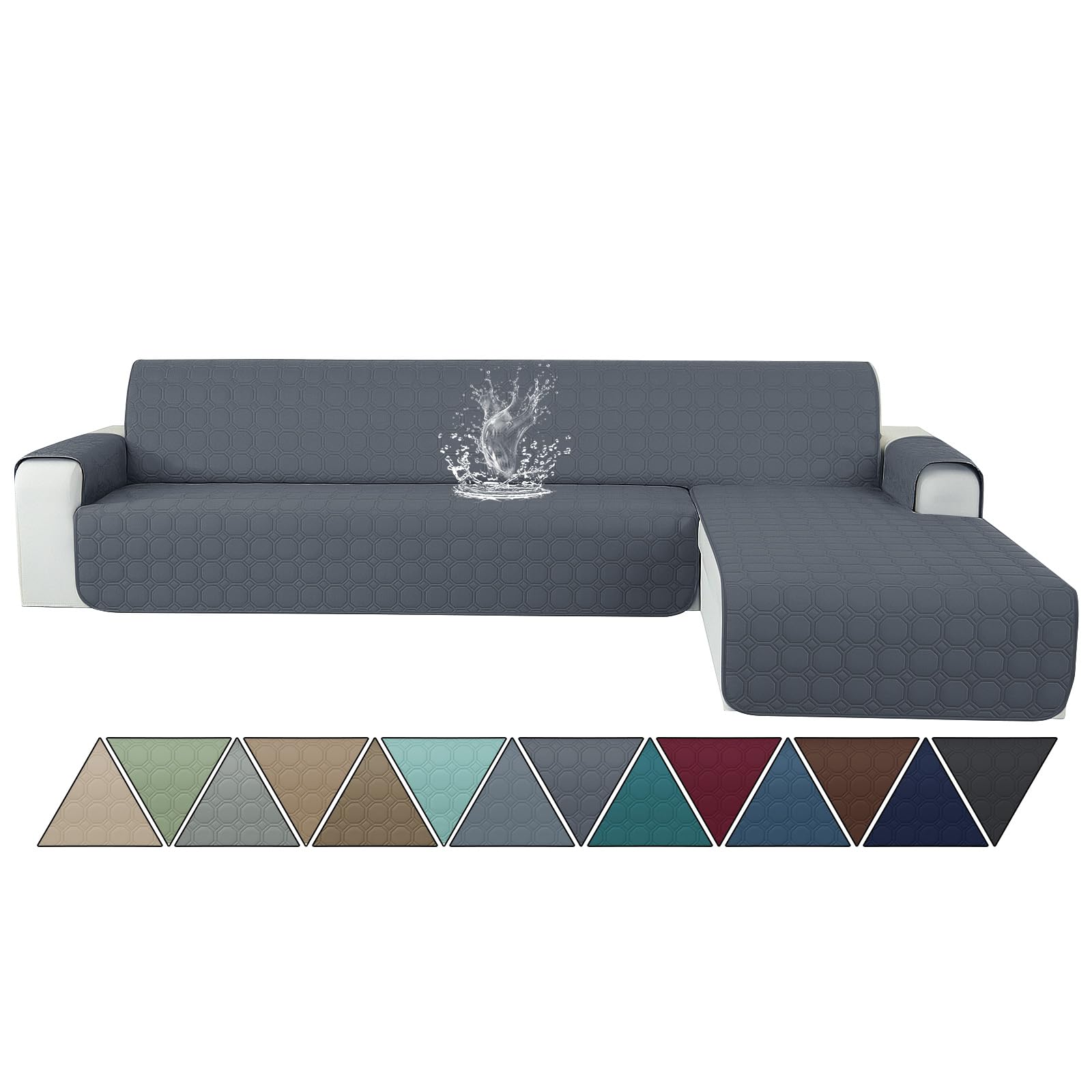 Ystyle Copridivano Impermeabile con Penisola 2 Posti (L 200 CM), Copridivano Angolare Destra/Sinistra Universale Reversibile, Copridivano Chaise longue Antigraffio Antimacchia, Grigio