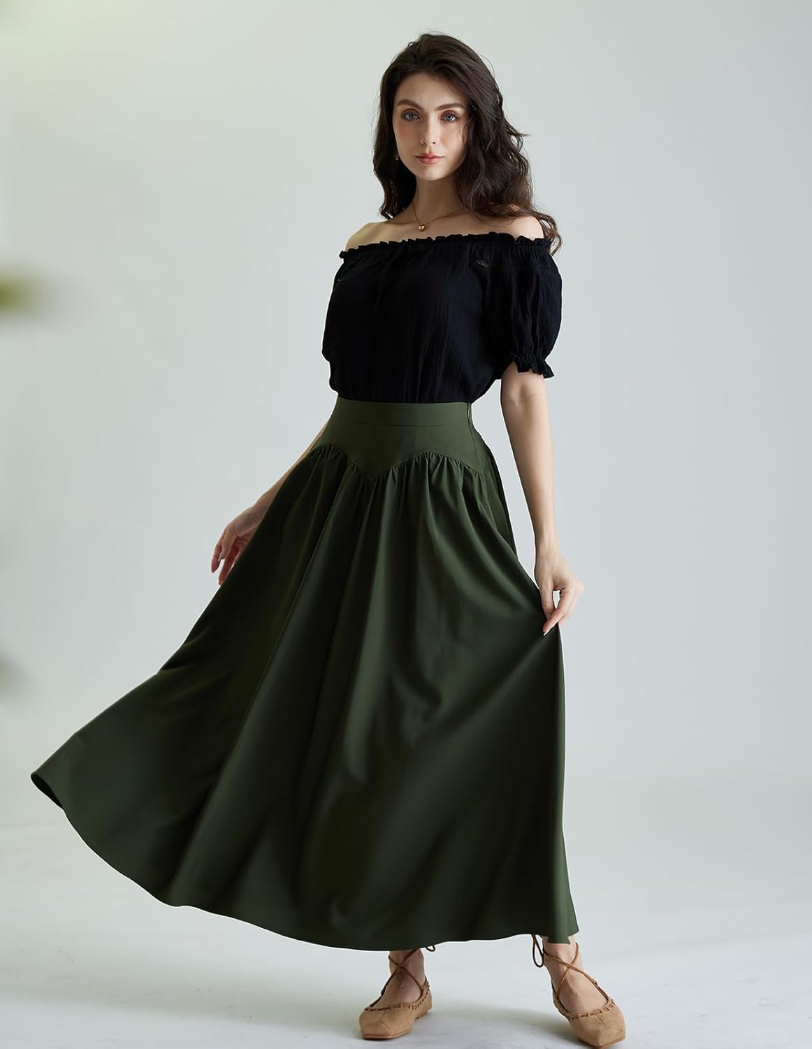 SCARLET DARKNESS Peasant Blouse for Women Off Shoulder Puff Sleeve Cotton Loose Summer Tops - Image 3