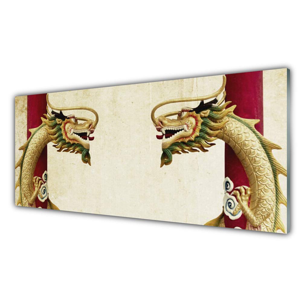 Tableau Mural en Verre Trempé Tulup 125x50cm pour Sublimer un Salon Moderne avec Dragon Art