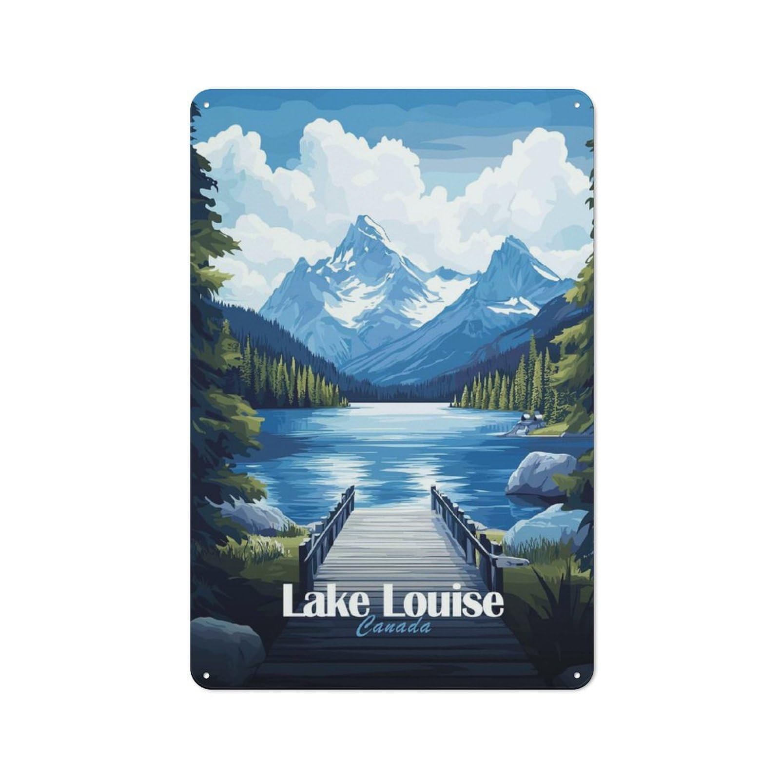 Junmoney Style-16 Everyday Lake Louise Canada Decorative Tin Plaque 30X20cm, Room Wall Plaque For Bedroom, Kitchen, Office Or Living Room