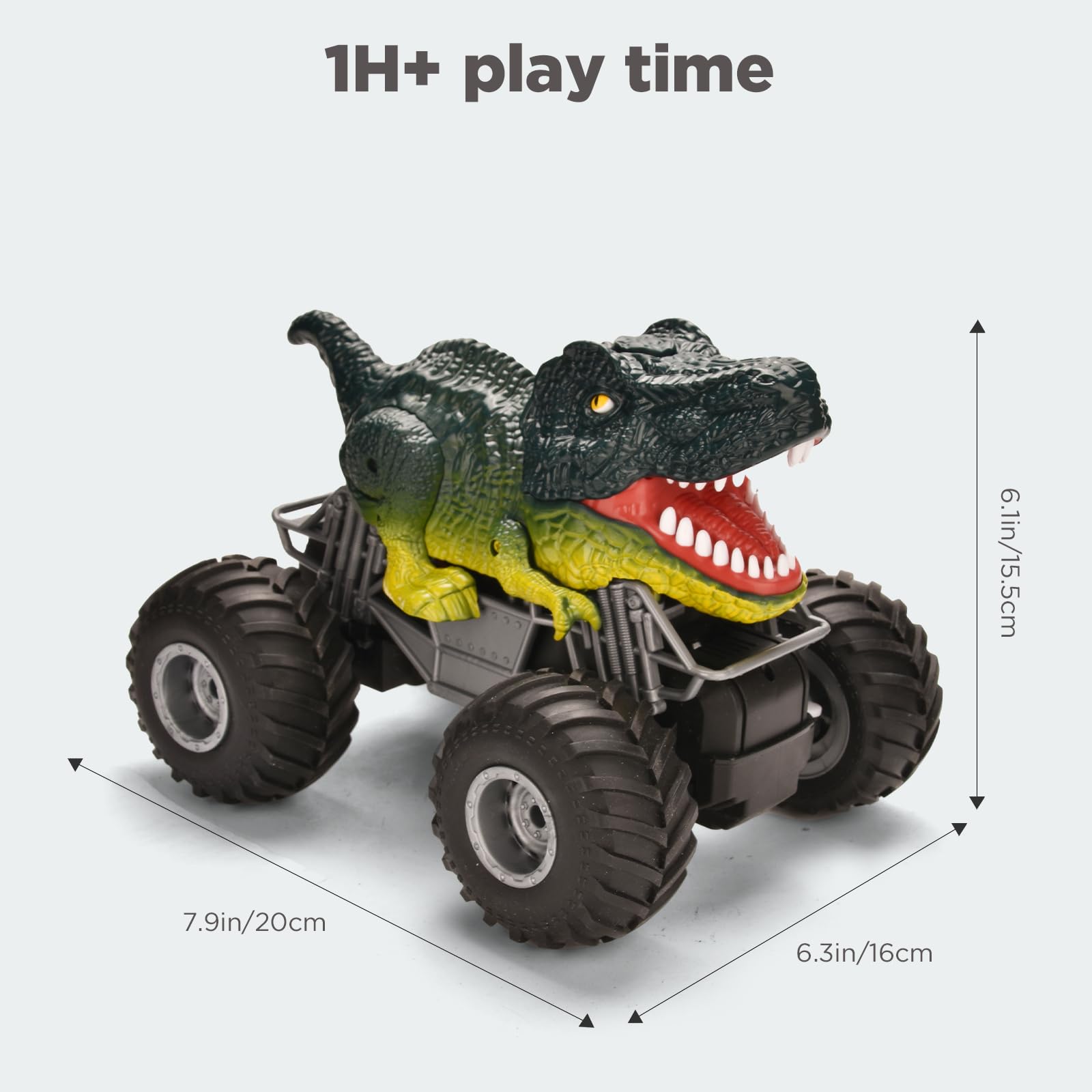 HappyGoLucky Macchina Telecomandata per Bambini, Dinosauro Giocattolo Monster Truck Telecomandato Regalo Bambino 3 4 5 6 7 8 Anni Giocattoli Bambino 3-10 Anni Camion Telecomandato