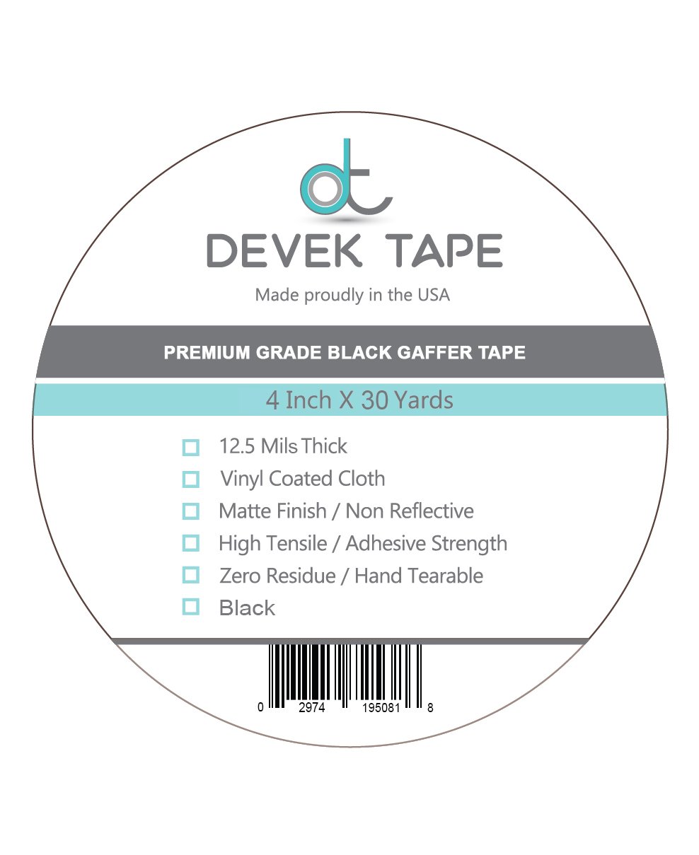 Devek Gaffer Tape 4 Inch x 30 Yards Black