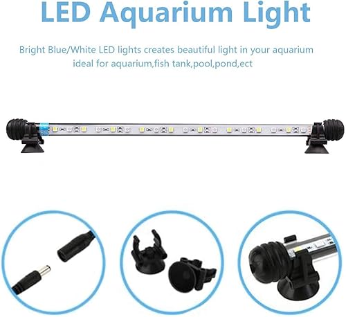 Miniatura 4 de MLJ luz LED para acuario, 7-44pulgadas, resistente al agua, luz para peces color blanco con azul, lámpara subacuática RGB sumergible, luz LED para