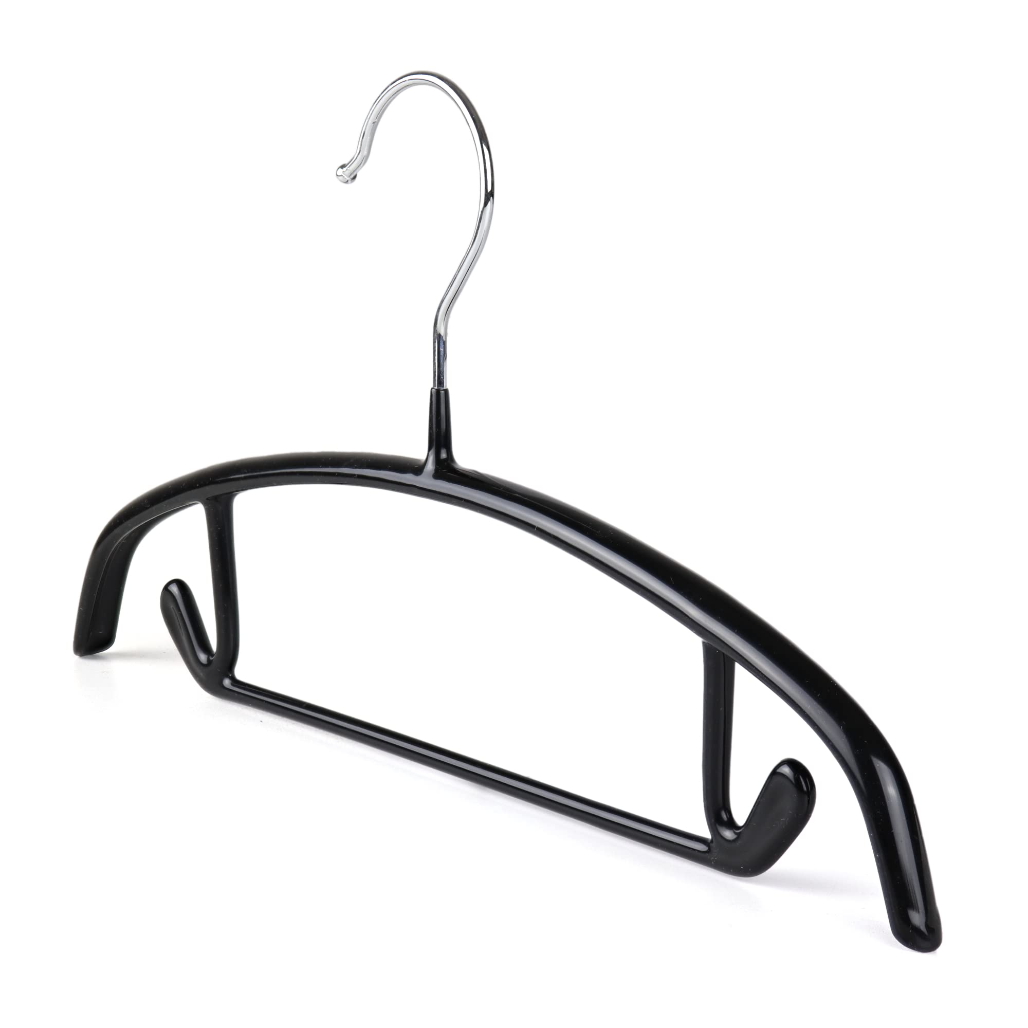 The Hanger Store Black 10 Childrens Hangers With Non Slip Rubber And Bar For Kids, Clothes Coat Hangers