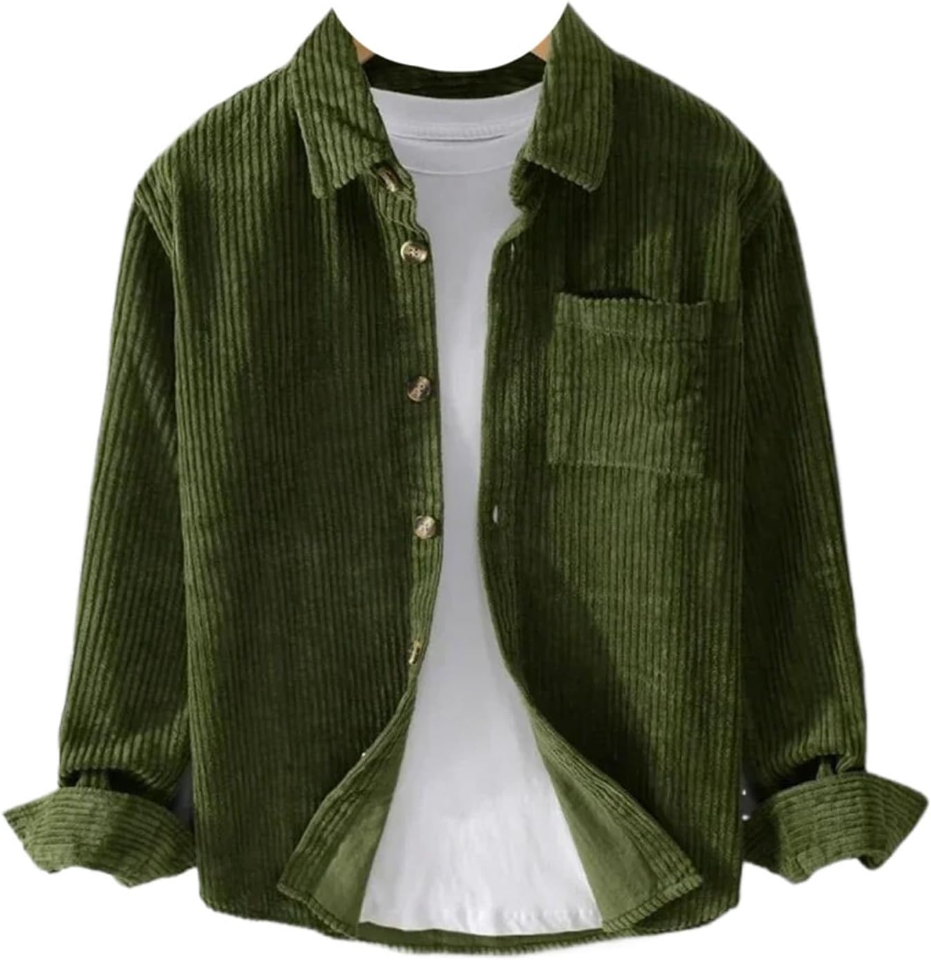 Mens Corduroy Shirt Autumn Long Sleeve Shirts Casual Winter Youth Men's Vintage Solid Loose Tops for Men