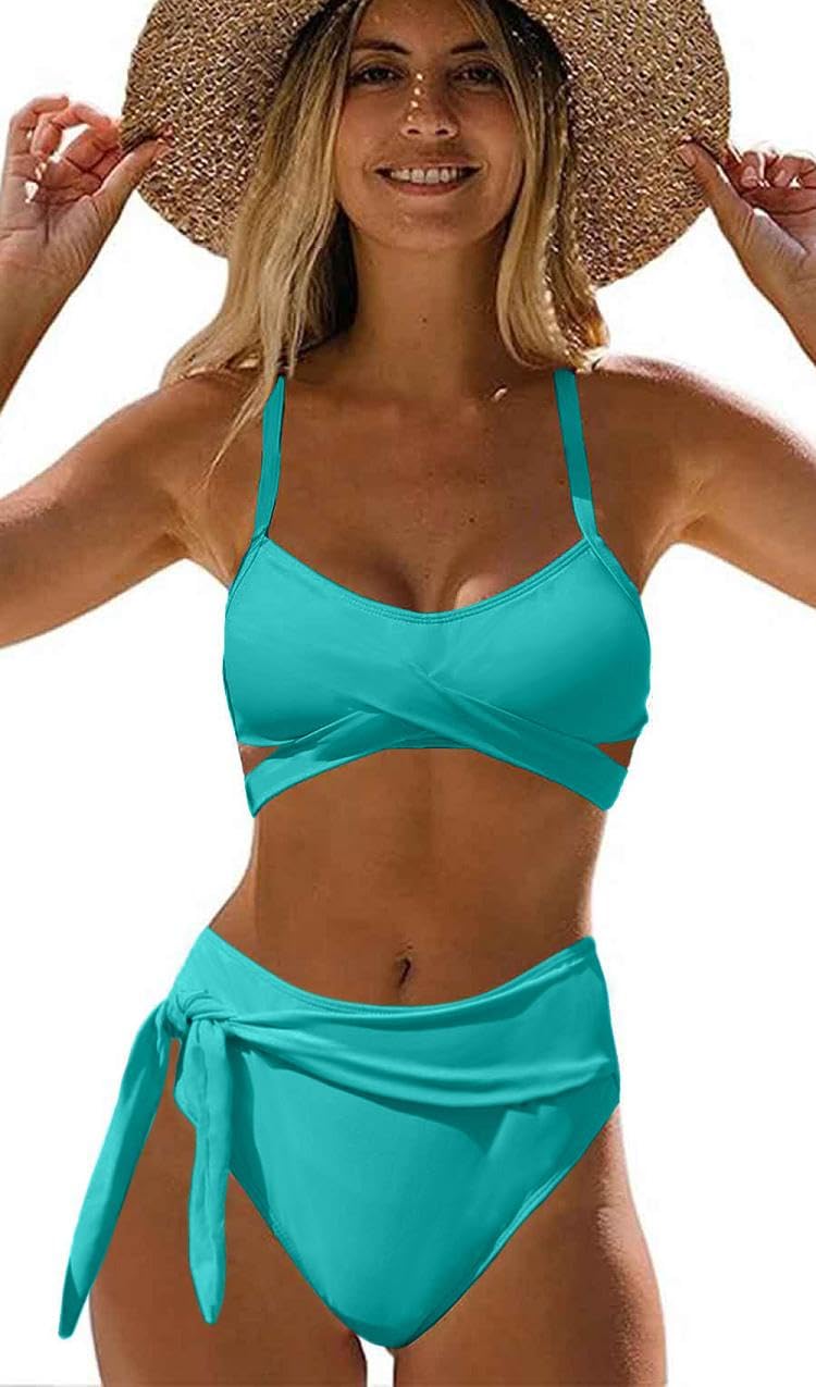 Joligiao Conjuntos De Bikini para Mujer Playa Ropa de Baño Traje de Baño Sexy Bañador de Baño 2 Piezas Verano Cintura Alta con Relleno de Playa Conjuntos de Bikinis