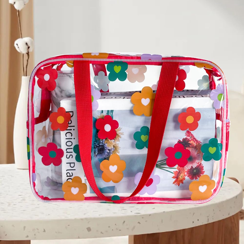 Trousse de toilette imperméable PVC motif floral 30 x 21 x 11 cm fermeture éclair voyage