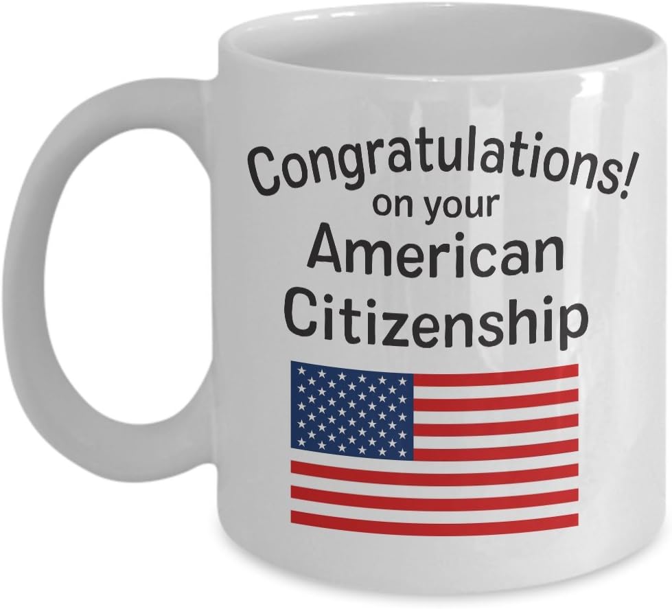 Viridian PostAmerican Citizenship Mug with Flag - Ceramic Coffee Cup - Great Gift Idea