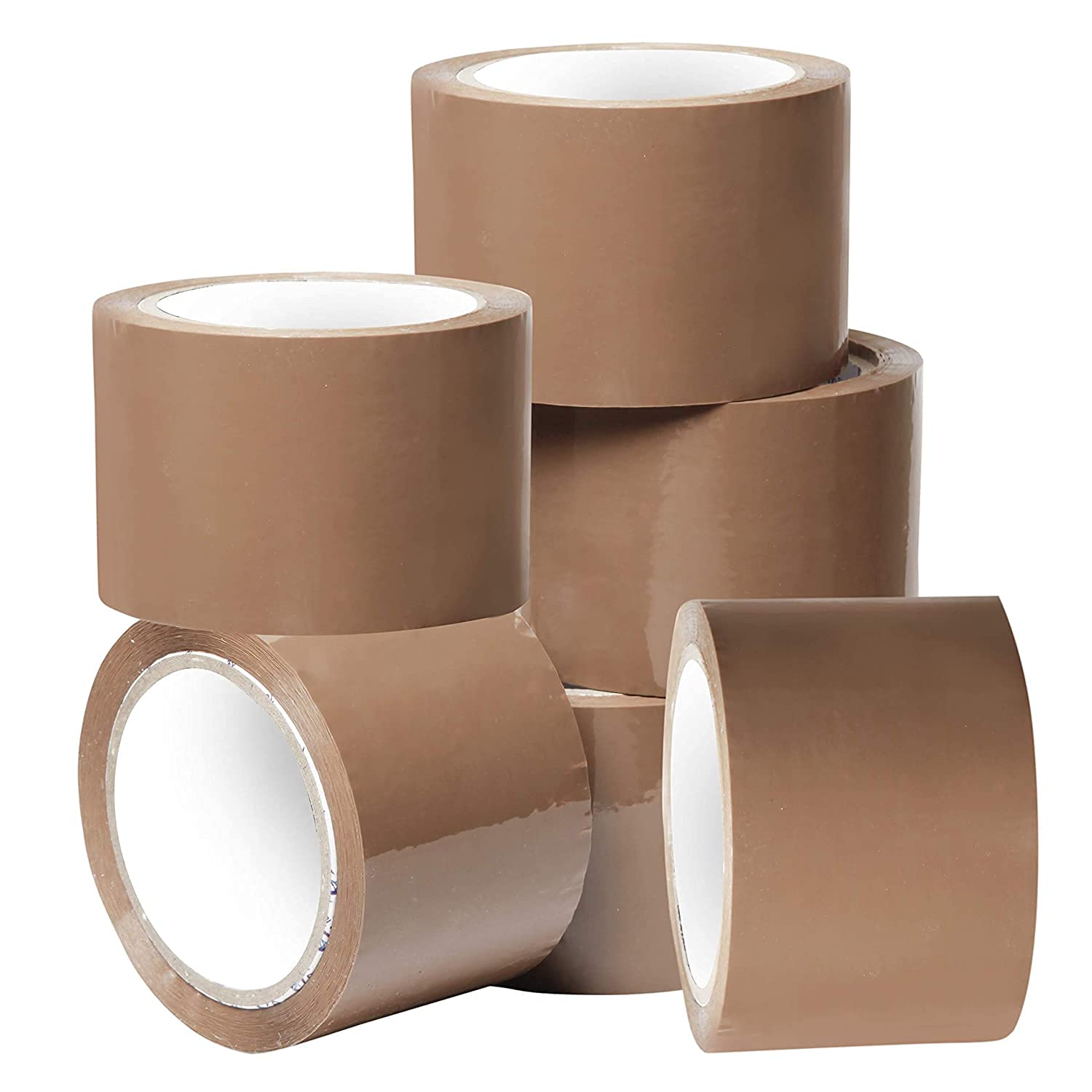 TimeTech Heavy Duty 2 Inch Pack of 6 Brown BOPP Tape Self Adhesive High-Strength Packing Tape Rolls, Packaging Tape | Brown Cello Tape | Industrial Tape for Home, Office use & Box Packing (65 Mtrs)